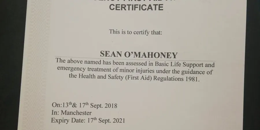 "Emergency First Aid at Work" Qualified