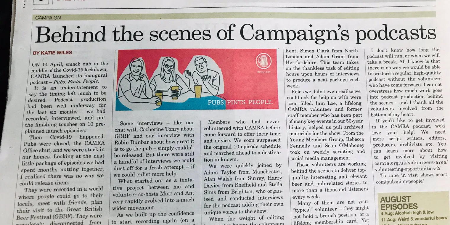 Mentioned in CAMRA's What's Brewing Paper